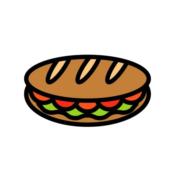 Vecteur Sandwich Icône Style Plat Liée Restauration Rapide — Image vectorielle