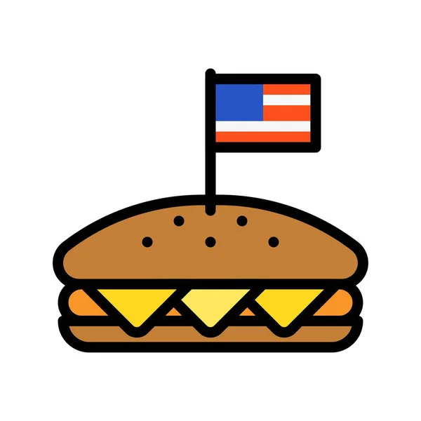 Hotdog Vektor Fast Food Related Flat Style Icon - Stok Vektor