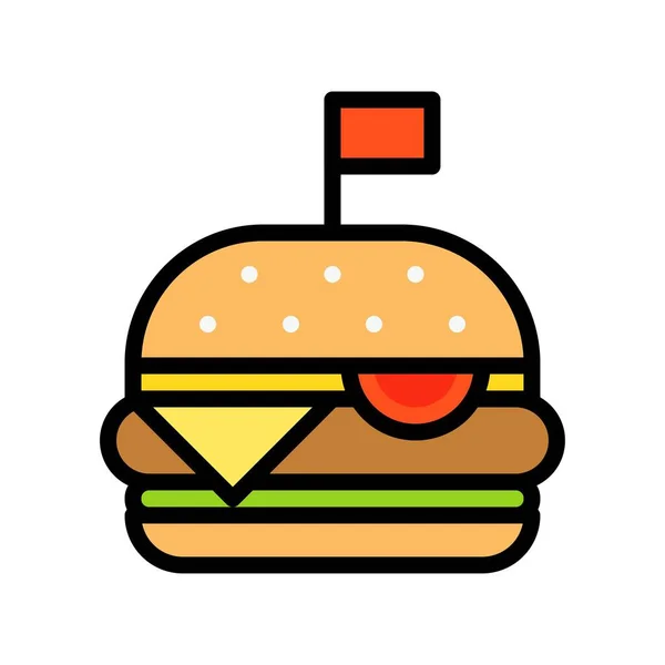 Hamburger Vettore Fast Food Correlati Icona Stile Piatto — Vettoriale Stock