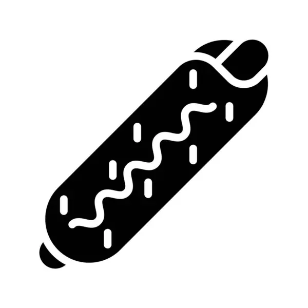 Wektor Hot Dogów Ikona Stylu Stałego Związana Fast Food — Wektor stockowy