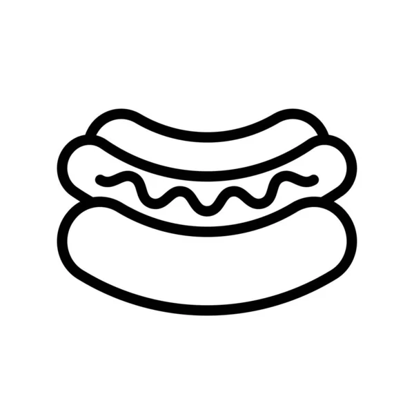 Hotdog Vector Fast Food Related Line Style Icon — Stock Vector