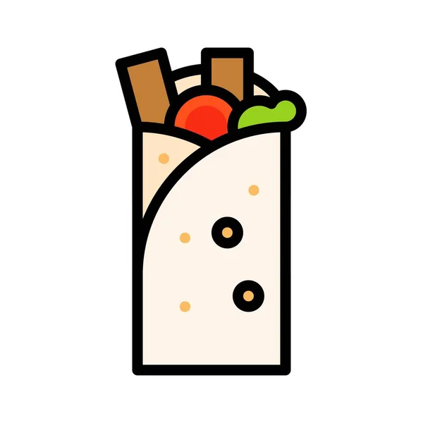 Burrito Vektor Fast Food Verwandte Flache Stil Ikone — Stockvektor