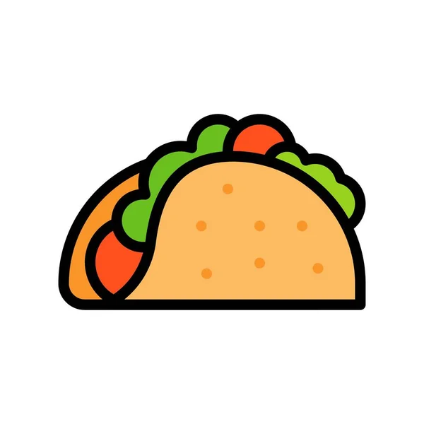 Vetor Taco Fast Food Relacionados Ícone Estilo Plano — Vetor de Stock