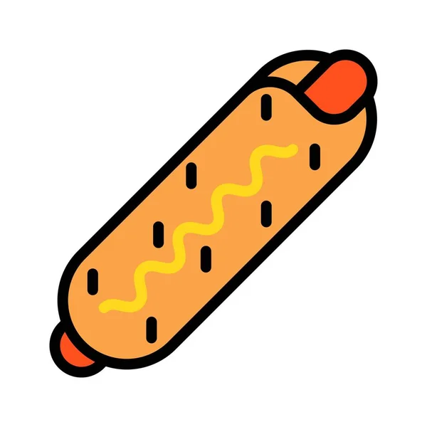 Vektor Hotdog Ikona Plochého Stylu Rychlého Občerstvení — Stockový vektor
