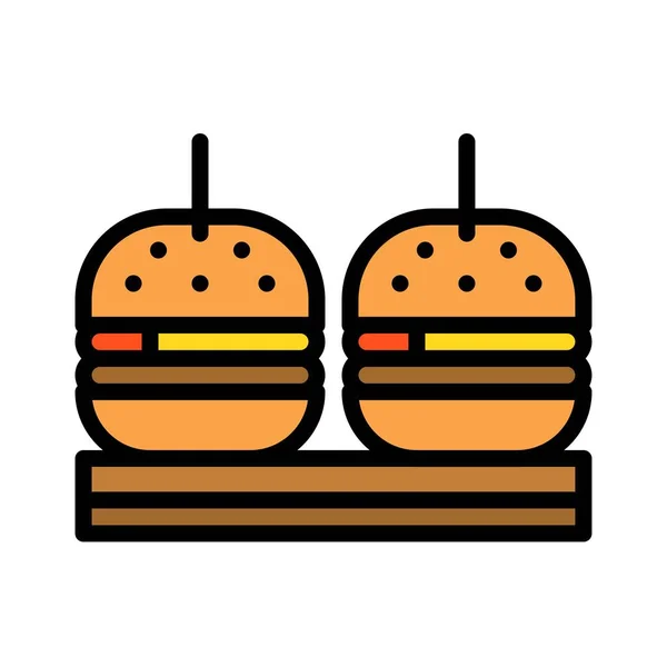 Гамбургер Вектор Связанный Фаст Фудом Икона Плоского Стиля — стоковый вектор