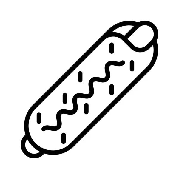 Wektor Hot Dogów Ikona Stylu Fast Food Związana Linią — Wektor stockowy