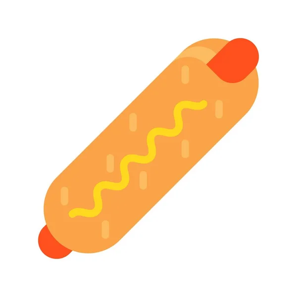 Διάνυσμα Hotdog Γρήγορα Τρόφιμα Που Σχετίζονται Επίπεδη Στυλ Εικονίδιο — Διανυσματικό Αρχείο