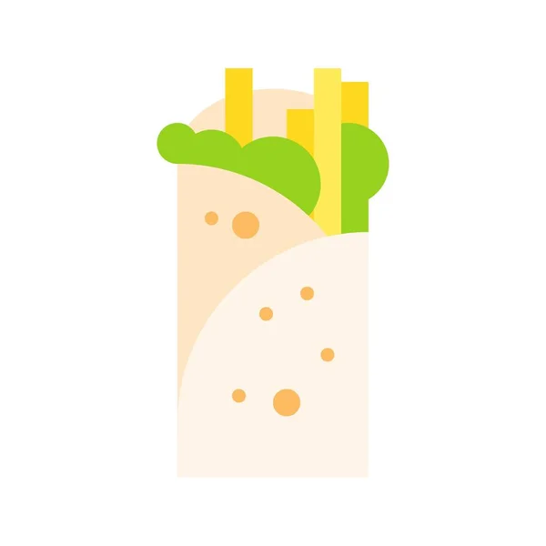 Burrito Vektörü Fast Food Ile Ilgili Düz Biçim Simgesi — Stok Vektör