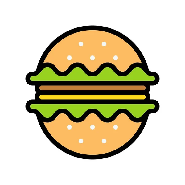 Wektor Hamburgera Fast Food Związane Płaski Styl Ikona — Wektor stockowy