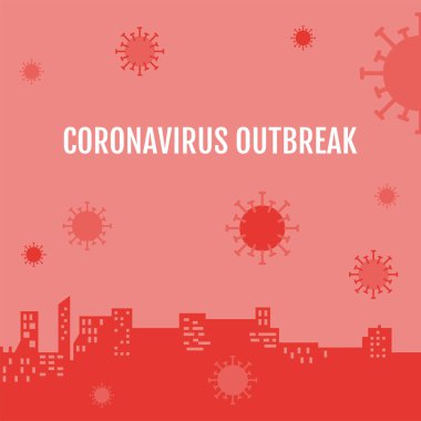 Şehir manzarası, Wuhan Virüsü veya Coronavirus bağlantılı vektör çizimi