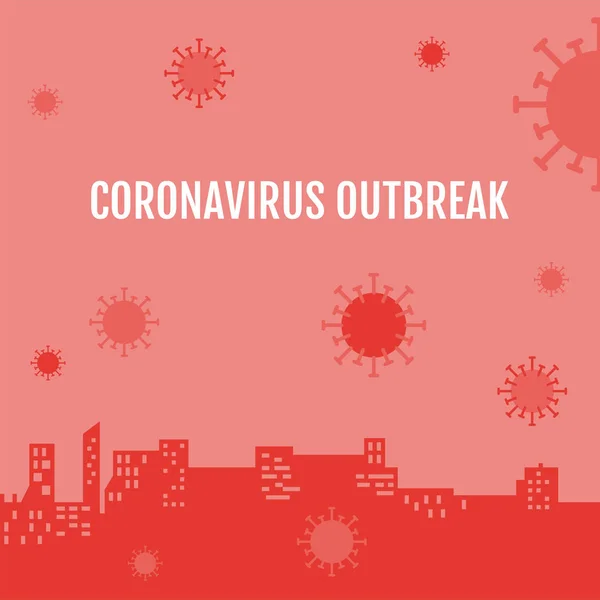 Şehir Manzarası Wuhan Virüsü Veya Coronavirus Bağlantılı Vektör Çizimi — Stok Vektör