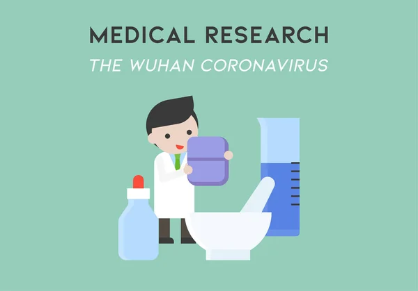 Tıbbi Ekipmanlı Doktor Wuhan Coronavirus Bağlantılı Vektör — Stok Vektör