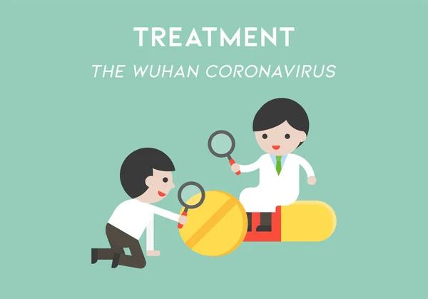Médicos Con Medicina Ilustración Vectorial Relacionada Con Coronavirus Wuhan — Vector de stock