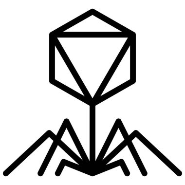 Bakteriyofaj virüs vektör çizimi, çizgi tasarım simgesi