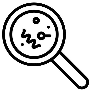 Bakteri vektör illüstrasyonu, çizgi tasarım simgesi ile camı büyüt