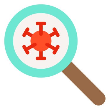 Virüs vektör illüstrasyonu, düz tasarım simgesi ile camı büyüt