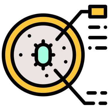 Petri kabı vektör illüstrasyonunda bakteri, doldurulmuş tasarım simgesi