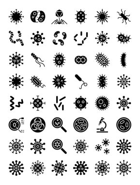Microorganism and Virus vector illustration, solid icon set clipart