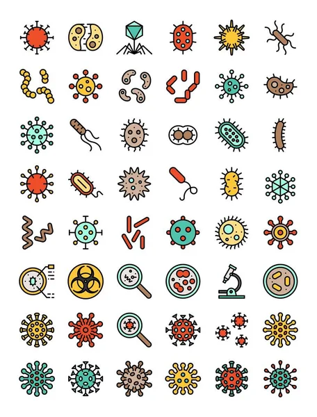 Microorganism Virus Vector Illustration Full Icon Set — 스톡 벡터