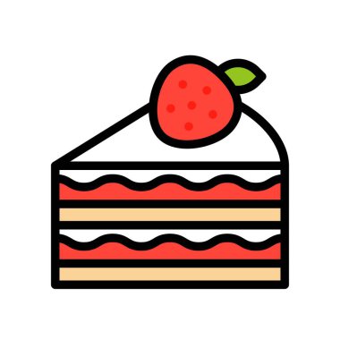 Çilek reçelli kek vektör çizimi, doldurulmuş tasarım simgesi