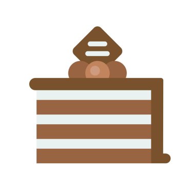 Çikolatalı pasta vektör çizimi, düz tasarım simgesi