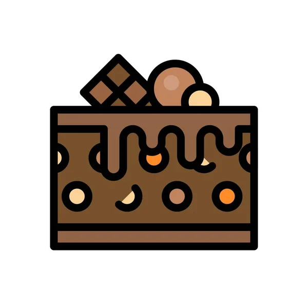 Chocolate Bolo Frutas Vetor Ilustração Ícone Design Preenchido — Vetor de Stock