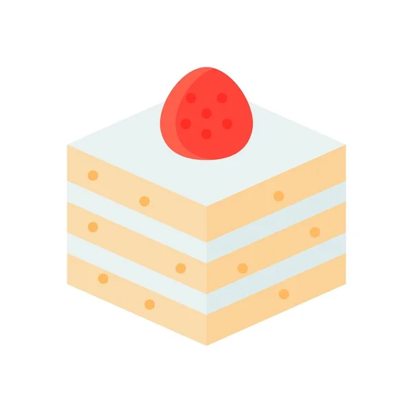 Strawberry Shortcake Vector Illustration Flat Design Icon — 스톡 벡터