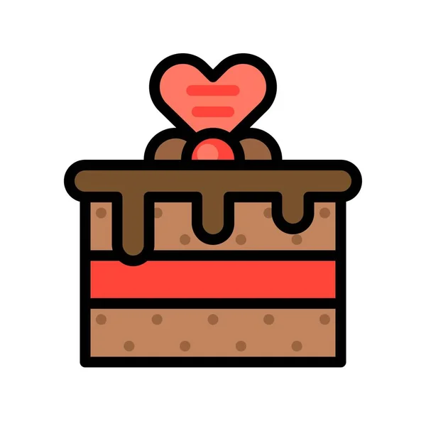 Chocolate Cake Vector Illustration Filled Design Icon — Stock Vector