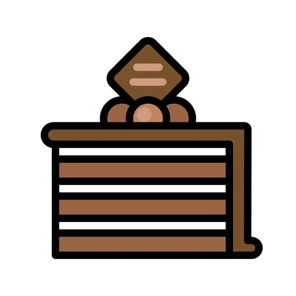 Chocoladetaart Vector Illustratie Gevuld Ontwerp Icoon — Stockvector