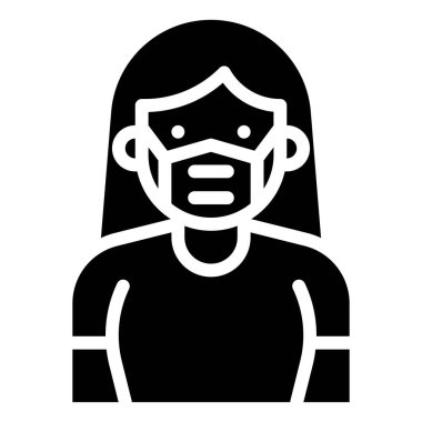 Cerrahi maske takan kadın vektör çizimi, sağlam tasarım simgesi