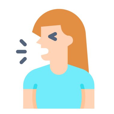 Kadın öksürük vektörü illüstrasyonu, düz tasarım simgesi