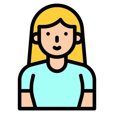 Kadın avatar vektör illüstrasyonu, doldurulmuş tasarım simgesi