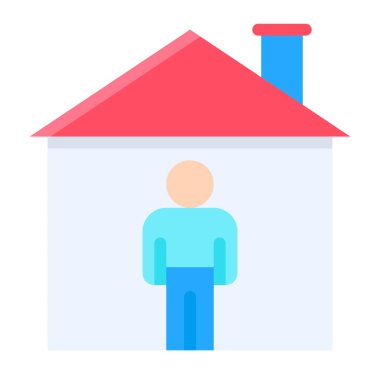 Ev vektörü illüstrasyonunda kal, düz tasarım simgesi