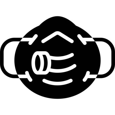 N95 maskeli vektör illüstrasyonu, katı tasarım simgesi