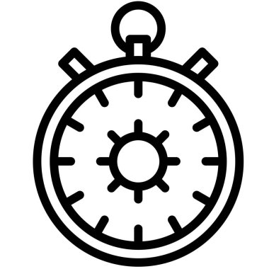 Koronavirüs sembollü kronometre çizimi, çizgi tasarım simgesi