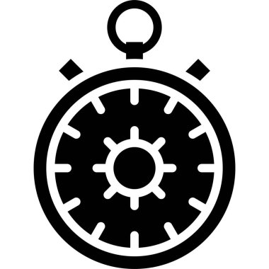 Koronavirüs sembollü kronometre çizimi, katı tasarım simgesi