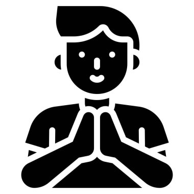 Elleri birleştirerek selamlama vektör illüstrasyonu, katı tasarım simgesi