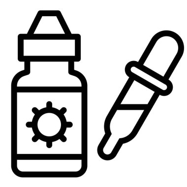 COVID-19 test vektör çizimi, satır tasarım simgesi
