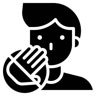 Yüz vektör illüstrasyonunuza dokunmayın, katı tasarım simgesi