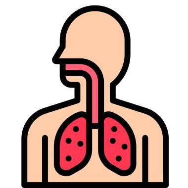 Virüs ve pnömoni vektör illüstrasyonu, doldurulmuş tasarım simgesi