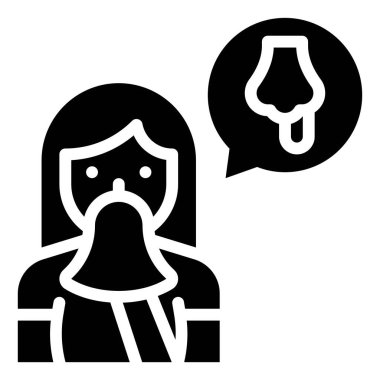 Kadın hapşıran vektör çizimi, katı tasarım simgesi