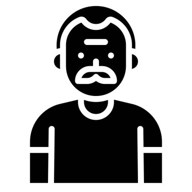 Yaşlı adam avatar vektör çizimi, katı tasarım simgesi