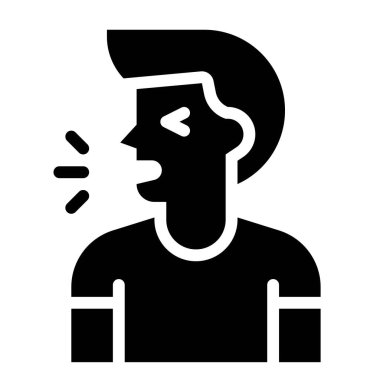 Öksüren vektör illüstrasyonu, katı tasarım simgesi