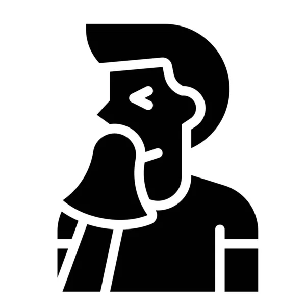 Мужчина Прикрывающий Рот Векторной Иллюстрацией Платком Икона Твердого Дизайна — стоковый вектор