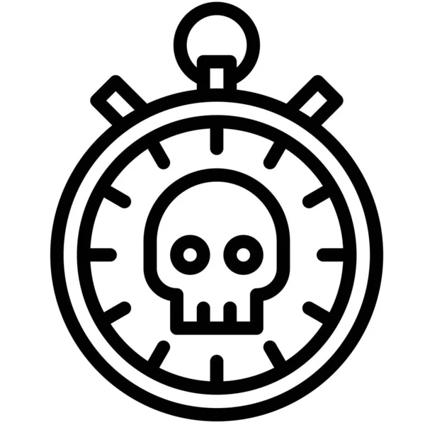 Cronômetro Com Crânio Símbolo Vetor Ilustração Ícone Design Linha — Vetor de Stock