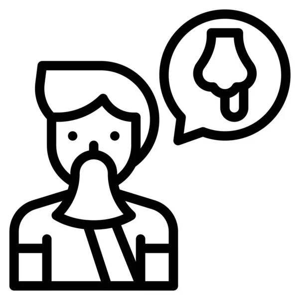 Hombre Estornudos Vector Ilustración Icono Diseño Línea — Vector de stock