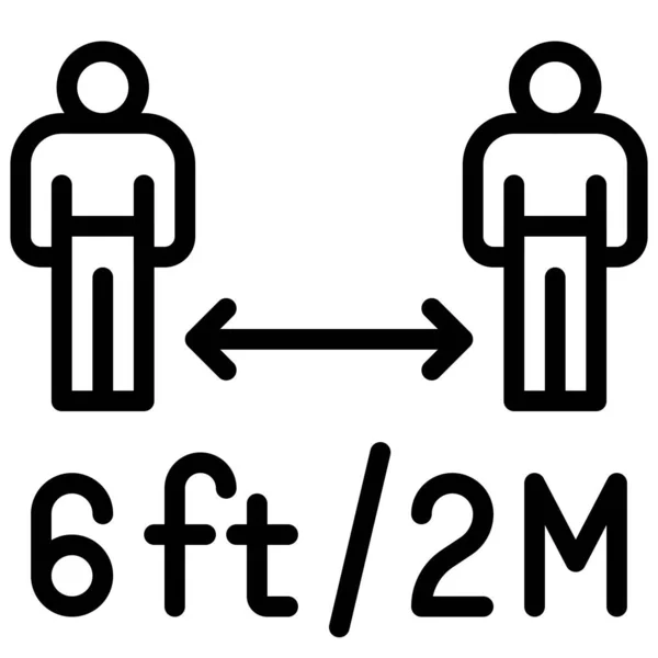 Sosyal uzaklık vektör illüstrasyonu, çizgi tasarım simgesi