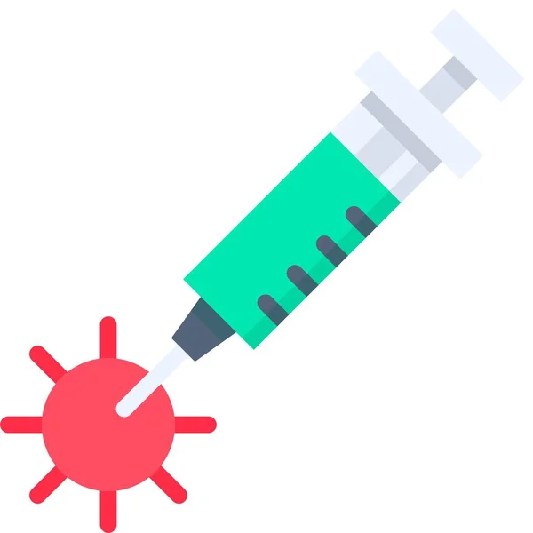 Virüs Vektör Illüstrasyonunda Şırınga Enjeksiyonu Düz Tasarım Simgesi — Stok Vektör