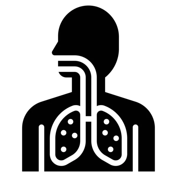 Illustration Vectorielle Virus Pneumonie Icône Design Solide — Image vectorielle