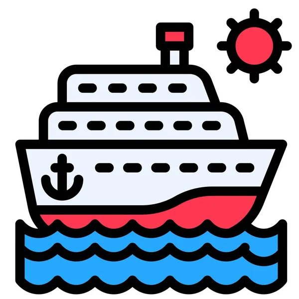 Ilustración Vectores Cruceros Icono Diseño Lleno — Vector de stock